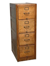 Early American Oak Four Drawer File Cabinet