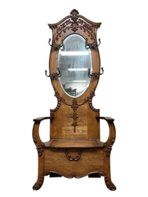American Quarter Sawn Oak Hall Tree / Seat