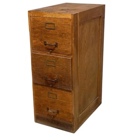 American Oak Three Drawer File Cabinet