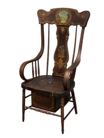 19th C. Stenciled and Painted Commode Planters Chair