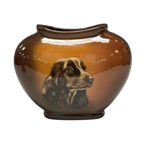 Signed Pillow Vase Dog Bust Portrait