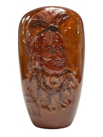 Rick Wisecarver "Little Wolf" Wihoa Art Pottery Vase Signed