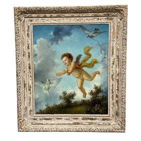 Modern Renaissance Style Cupid Giclee On Canvas