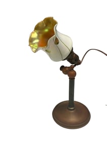 Bradley & Hubbard Desk Lamp with Aurene Art Glass Shade