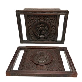 19th Century Architectural Carved Walnut Plaques