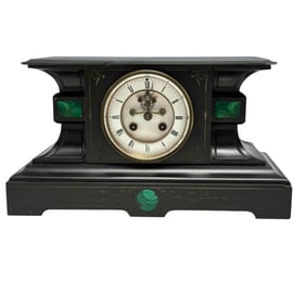 French Black Slate Mantle Clock
