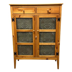 A 20th Century Country Pine 6 Tin Pie Safe