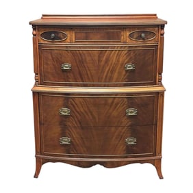 Spade Foot Mahogany Bow Front Highboy Chest