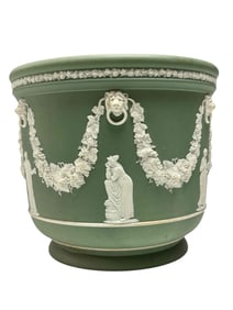 WEDGWOOD Olive Green Jasperware Jardiniere