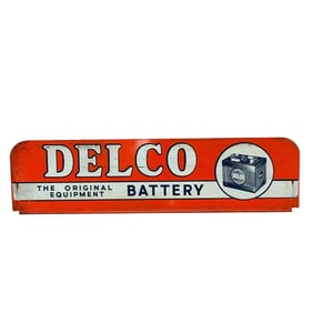 Delco The Original Equipment Battery Double Sided Porcelain Sign