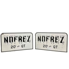 Porcelain "NO FREZ" Signs Anti-Freeze Double Sided Signs (2)