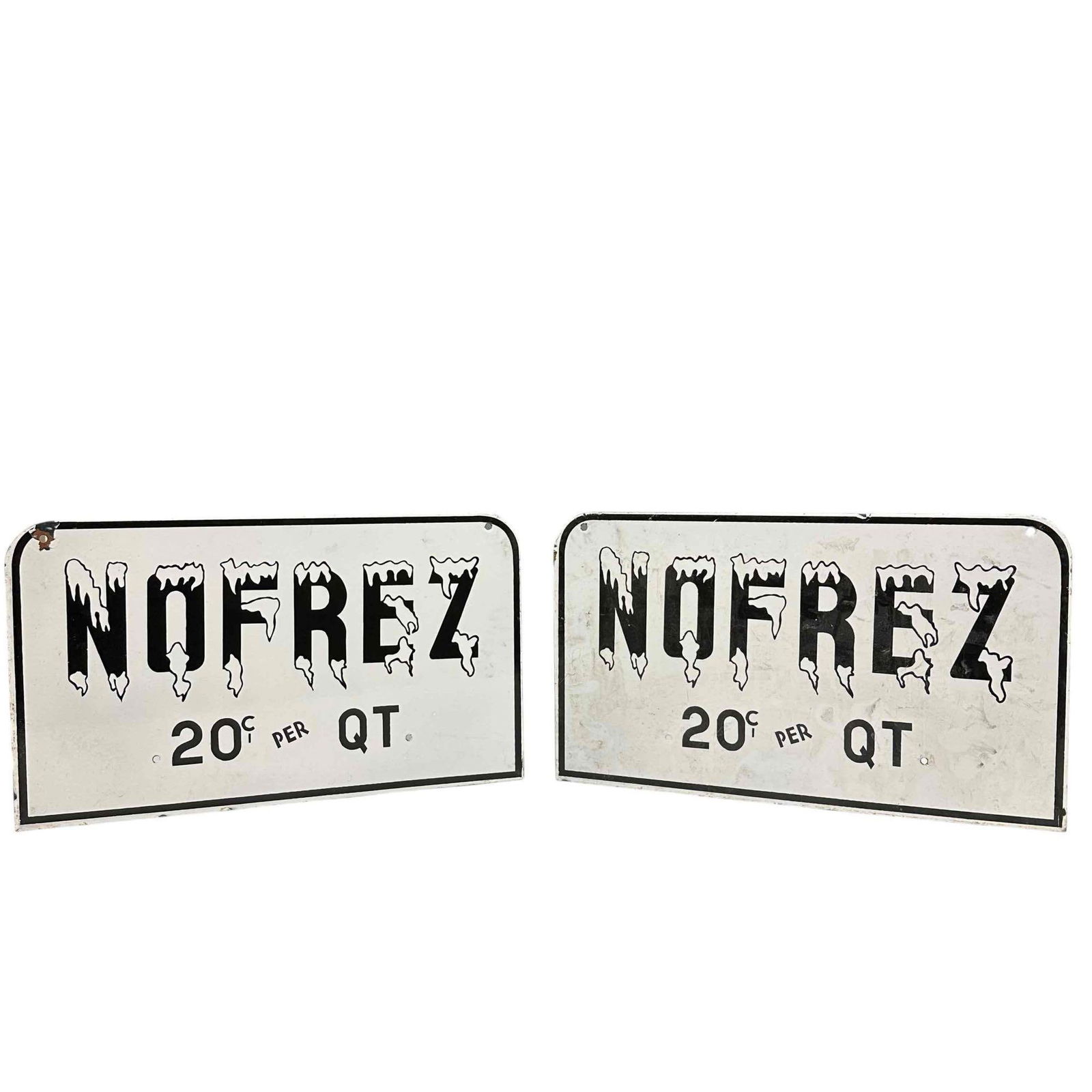 Porcelain "NO FREZ" Signs Anti-Freeze Double Sided Signs (2) (1 of 19)