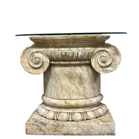 Neoclassical Style Column Glass Top Foyer Pedestal Stand