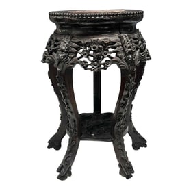 19th Century Carved Rosewood Chinese Pedestal Stand