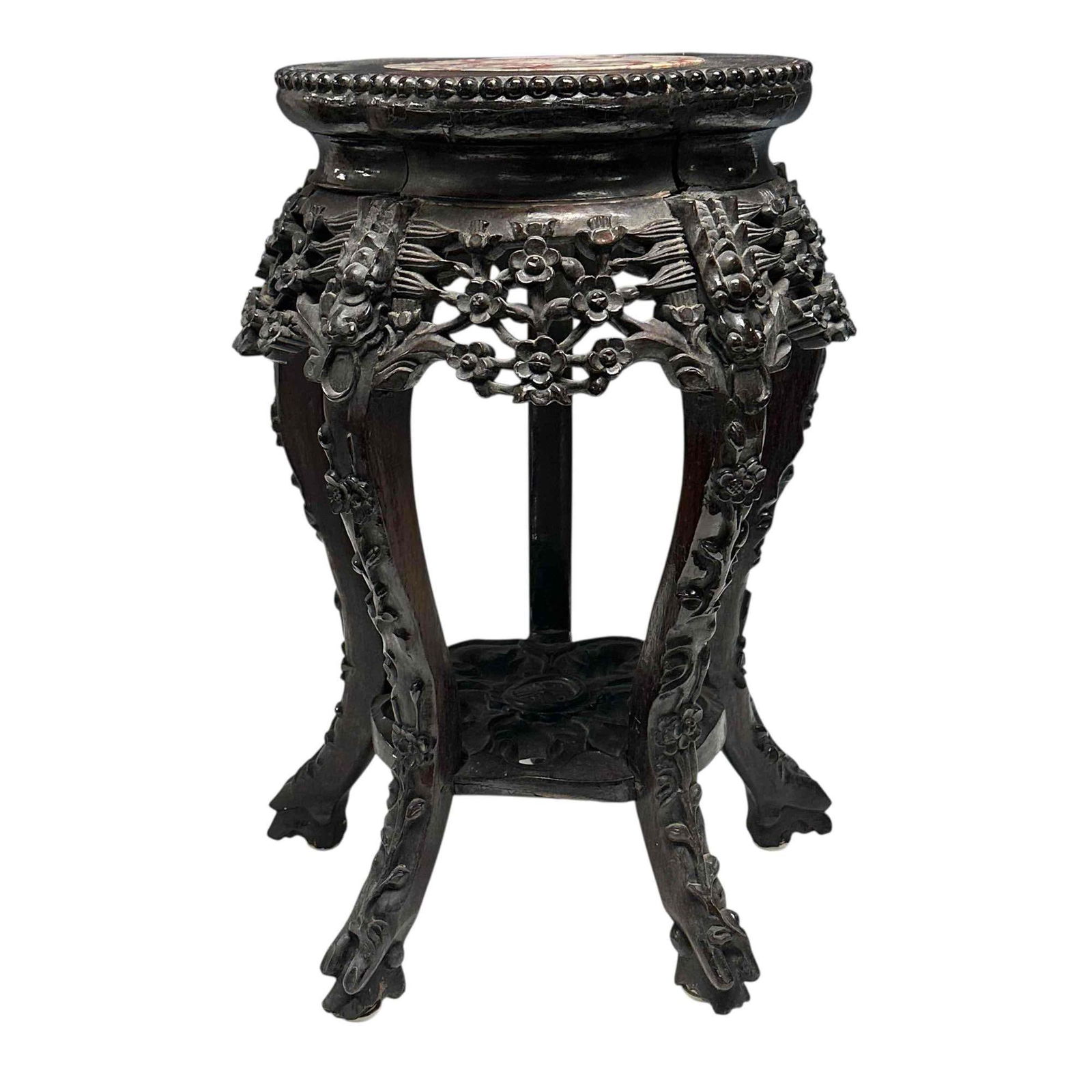 19th Century Carved Rosewood Chinese Pedestal Stand (1 of 17)