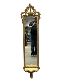 Louis XVI Style Italian Carved and Gilt Tall Mirror