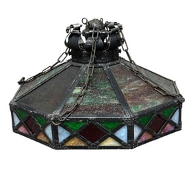 Arts and Crafts Hanging Chandelier with Gothic Influence