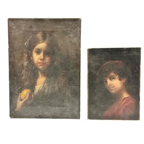 (2)19th Century Oil on Canvas Portraits of Children - H. InGres