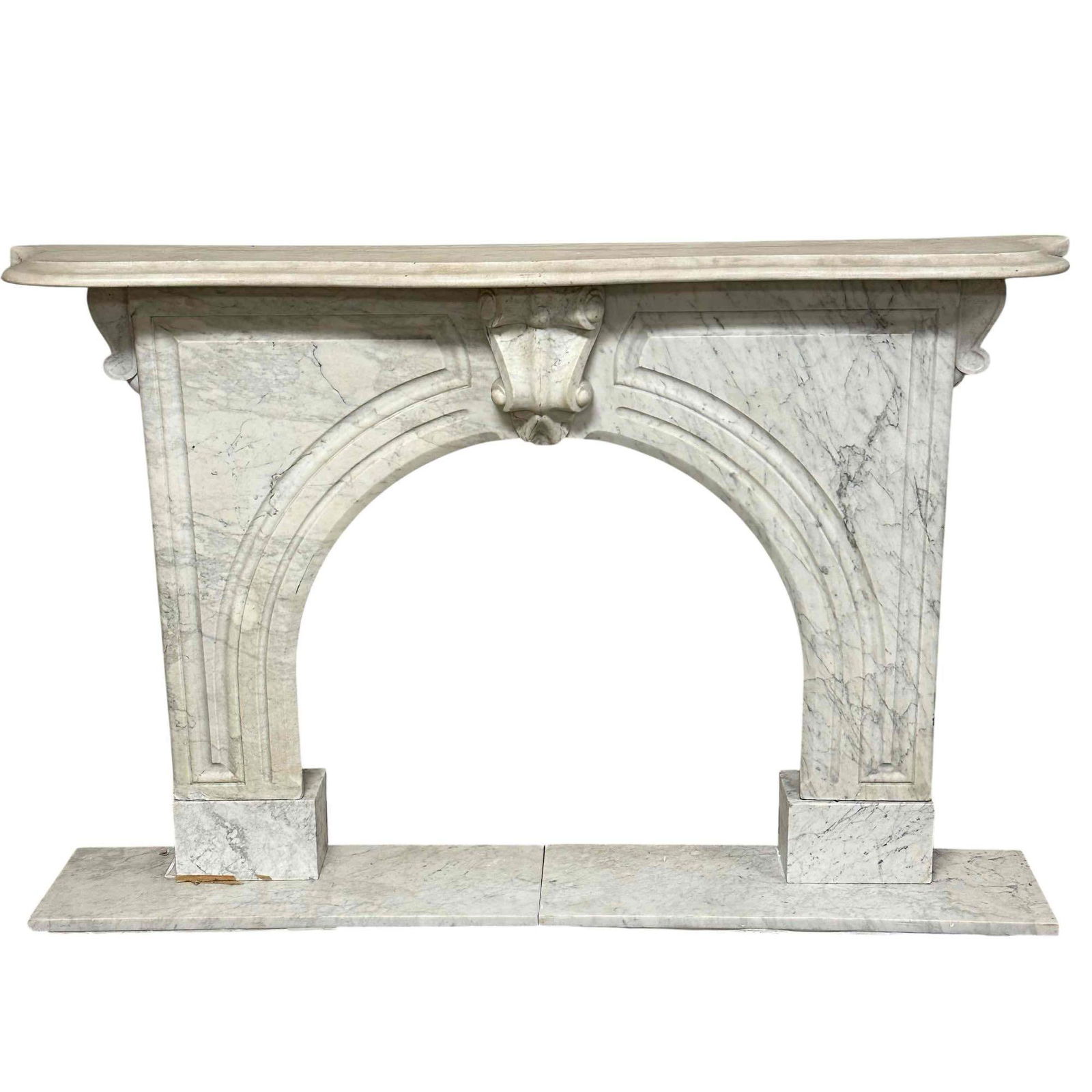 Mid 19th C. Arched White Italian Marble Fireplace Mantle (1 of 16)