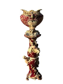 Eichwald Porcelain Majolica Floor Vase w/ Pedestal