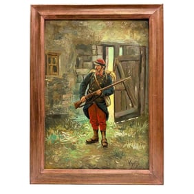 Civil War Foot Soldier Oil on Board