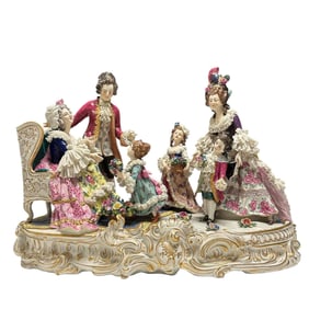 Dresden Volkstedt "Grandmothers Birthday" Porcelain Figurine 20"