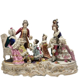 Dresden Volkstedt "Grandmothers Birthday" Porcelain Figurine 20"