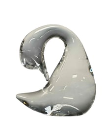 Daum Nancy Crystal Swan Paperweight Signed