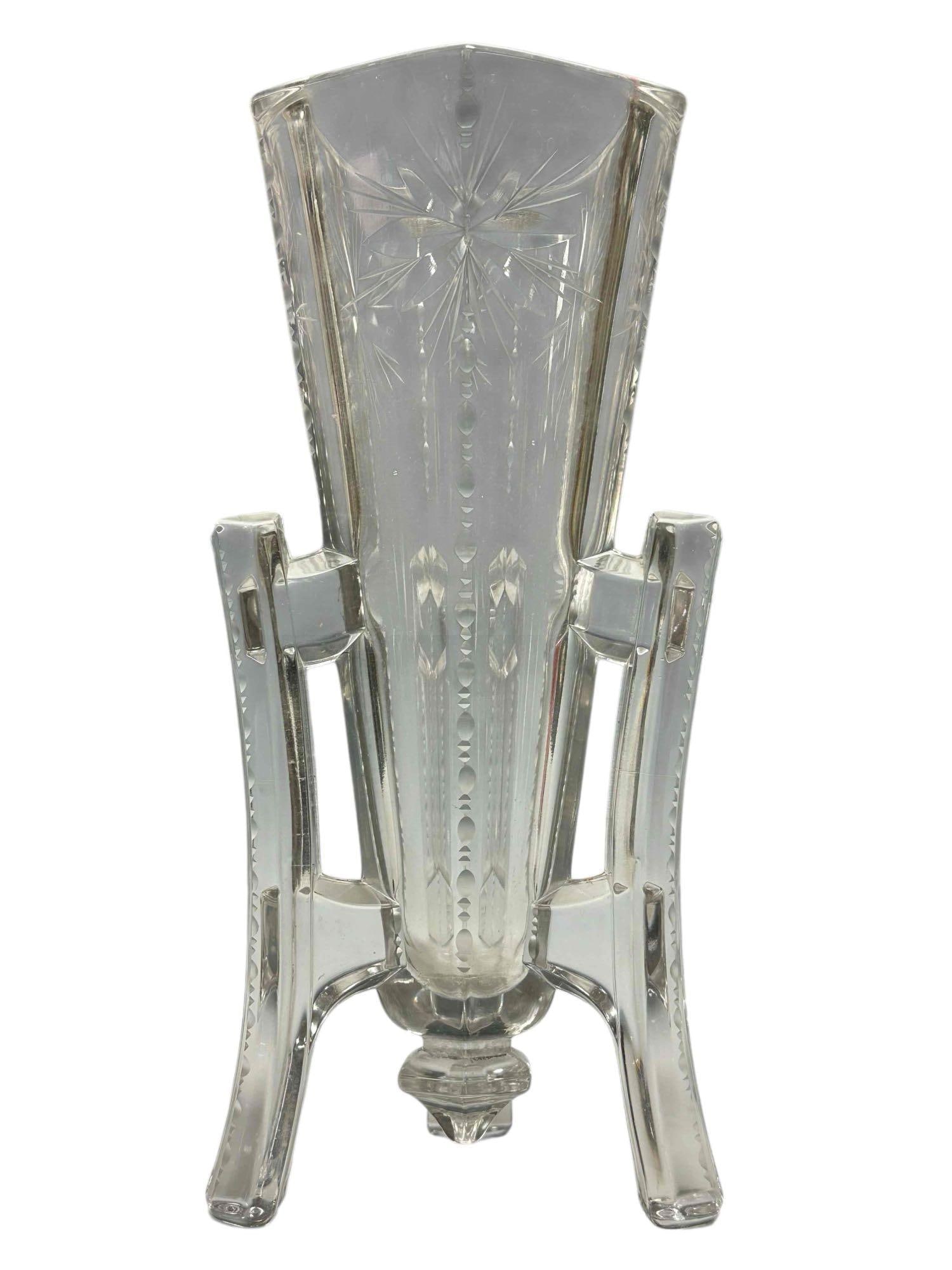 Unique Tripod Glass Vase with Patterned Sides (1 of 13)