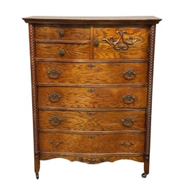 American Oak Highboy Chest of Drawer