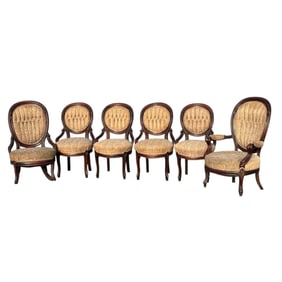 Set of 6 19th c. American Victorian Walnut Parlor Chairs