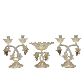 Salviati Venetian Murano 3pc Garniture Console Set