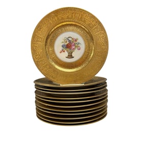 H-C Selb Bavaria Gold Encrusted Dinner Plates (12)