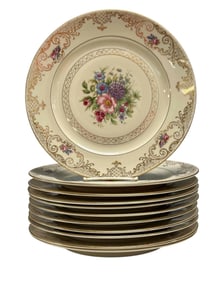 Bavarian Ivory Floral Dinner Plates Set of 11