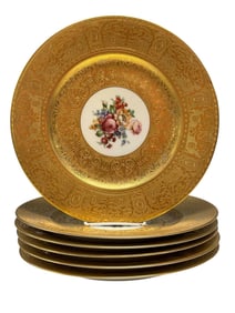 Hutschenreuther Gold-Encrusted Dinner Plates (6)