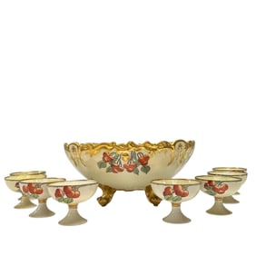 T.&V. Limoges Punch Bowl paired with O.&E.G. Royal Austria Cups