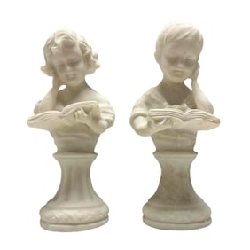 White Marble Bust of Children Reading (2)