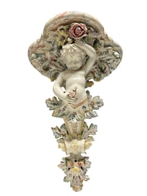 Large Italian NOVE Cherub Figural Wall Corbel Shelf