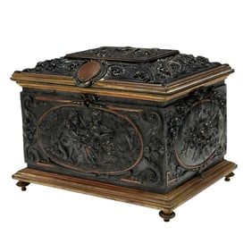 19th Century French Gilt Brass and Bronze Jewelry Box Casket