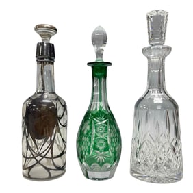 Group of Three Unique Glass Decanters