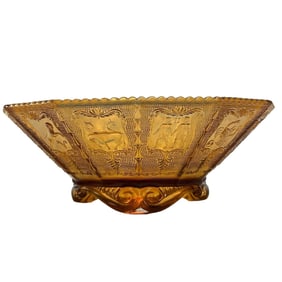 Imperial ZODIAC Pattern Art Glass Footed Bowl