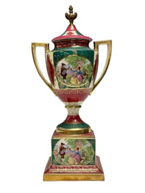 Austrian Royal Vienna Style Lidded Porcelain Urn