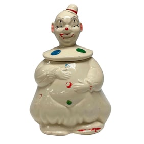 Vintage Circus Clown Bisque Cookie Jar