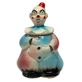 Vintage American Bisque Clown Cookie Jar 1940's