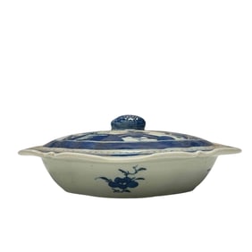 Canton Blue and White Porcelain Lidded Serving Dish