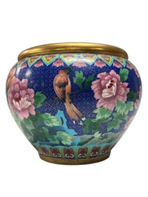 Cloisonne Scenic Bird Floral Jardiniere