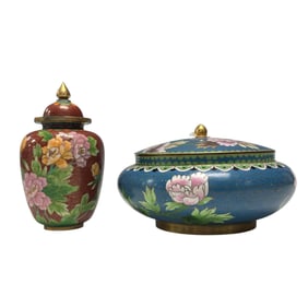 Cloisonne Ginger Jar and Lidded Squat Bowl (2)