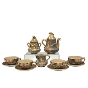 Meiji Period Japanese SATSUMA Dragon ware Tea Set