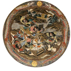 Japanese EDO Period SATSUMA Charger Signed
