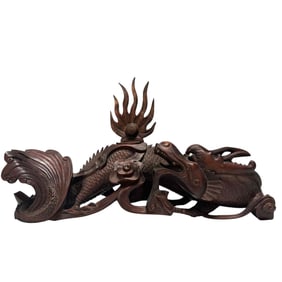 Carved Redwood Dragon Sculpture